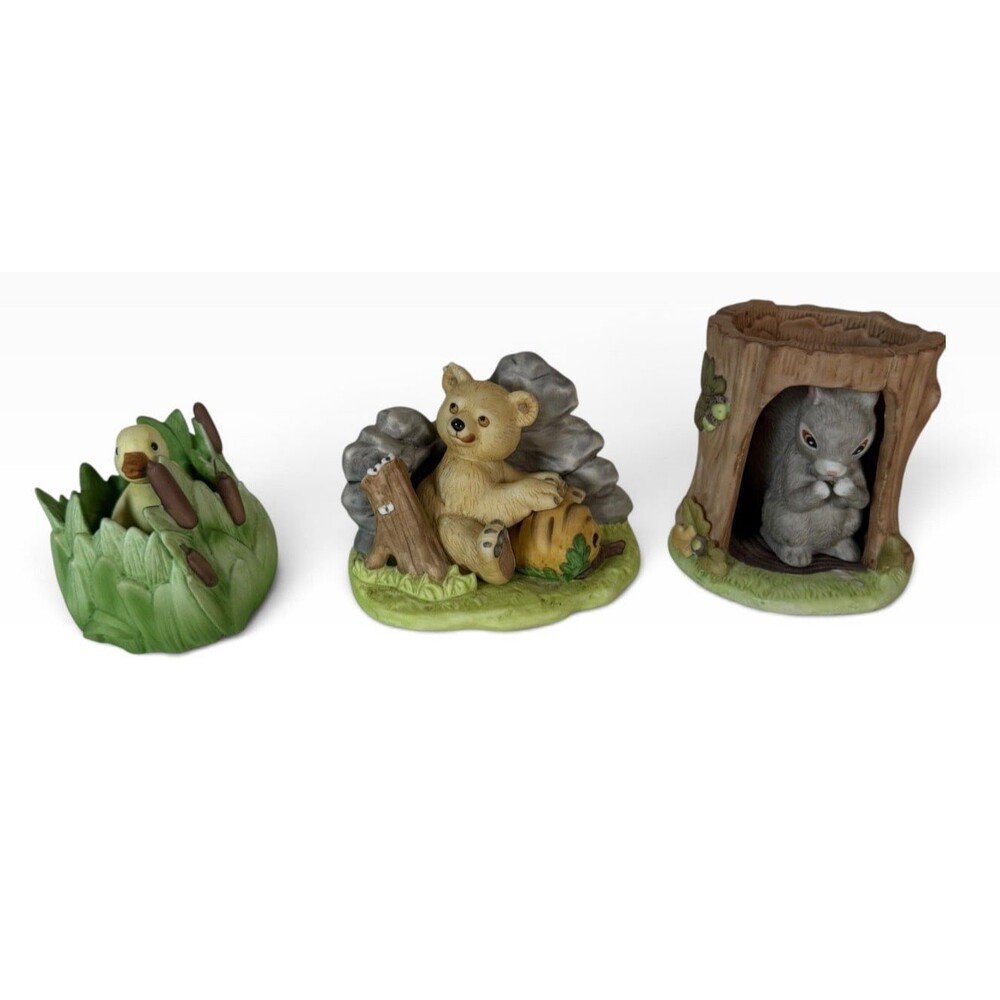 Vintage Franklin Mint 1984 Woodland Surprises - Squirrel, Duck, Bear